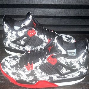 Jordan 4 RetroTattoo (2018) (GS) Adding FREE RED SHOE LACES.